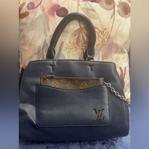Louis Vuitton navy blue leather handbag